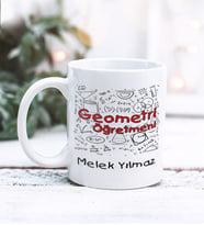 Geometri Öğretmeni Tasarımlı Kişiye Özel Kupa Bardak (Beyaz)