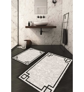 Dijital Baskılı Kaymaz Taban Yıkanabilir 2'li Klozet Takımı Banyo Paspası NDKZ-HT-160 (Gri)