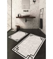 Dijital Baskılı Kaymaz Taban Yıkanabilir 2'li Klozet Takımı Banyo Paspası NDKZ-HT-160 (Gri)