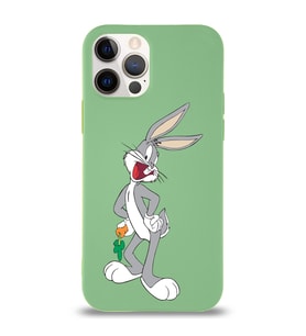 Apple iPhone 12 Pro Max  Lansman Kılıf Bugs Bunny Tasarımlı Altı Kapalı İçi Kadife Kaplı  Kapak (Şeffaf)