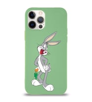 Apple iPhone 12 Pro Max  Lansman Kılıf Bugs Bunny Tasarımlı Altı Kapalı İçi Kadife Kaplı  Kapak (Şeffaf)