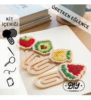 Etamina Yaz Meyveleri Figürlü Kanaviçe Kitap Ayracı Kiti 4'lü Avantajlı Set