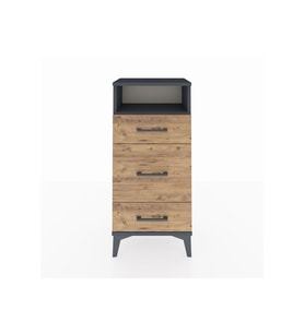 Arges Komodin Tek Raflı 3 Çekmeceli 44x30x96 Antrasit-Çam