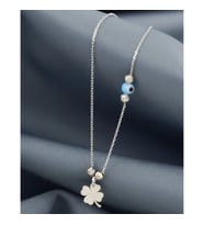 Papatya Silver 925 Ayar Gümüş Dorika Toplu Nazar Gözlü Yonca Kolye (Gümüş)