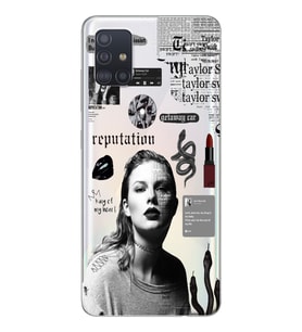 Samsung Galaxy A71 Uyumlu Taylor Swift Desenli Şeffaf Telefon Kılıfı