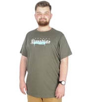 Mode XL Büyük Beden T-Shirt Bis Yaka Paradise 22199 Haki