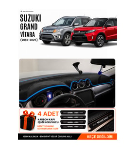 SUZUKI GRAND VİTARA (2013-2025) Uyumlu Torpido Örtüsü Torpido Kılıfı - Siyah Mavi
