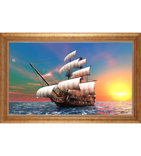 Çerçeveli Paspartulu Manzara Tablo bm0805 (Gold)