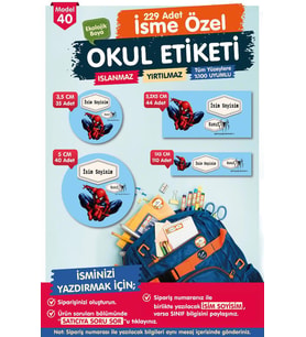 Okul Etiketi Spider Man Örümcek Adam Kalem Defter Etiketi Özel İsim Yazılabilen Etiket Seti - İsim Etiketi-T568-OE40