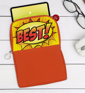 BK Gift Pop Art Tasarımlı Taşınabilir Koruyucu Tablet Kılıfı & Organizer Çanta - Turuncu-4