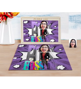 BK Gift Kişiye Özel Kadın Big Boss Karikatürlü 1000 Parça Profesyonel Puzzle-1