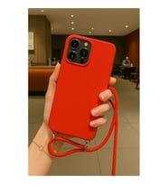 Coverzone Apple iPhone 16 Pro ile Uyumlu ?pli Boyun Ask?l? Silikon K?l?f Kadife ?� Yap?l? Dulcet Epiphany boyun �apraz as?labilen ?pli K?l?f K?rm?z?