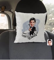 BK Gift Kişiye Özel İsimli Erkek Ajan Karikatürlü Kare Araç Koltuk Yastığı-1