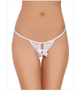 Mulvxbrf Brf02 Arkası Açık Fiyonklu Beyaz Dantel String - Tanga (Mulvix)