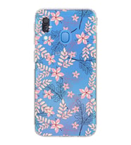 Samsung Galaxy A40  Kamera korumalı Tıpalı  Kapak Floral Kırmızı Tasarımlı  Şeffaf Kılıf