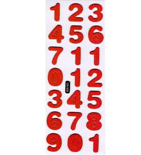 Sticker Kabartmalı Sticker Defter Planlayıcı Etiket (cb508) 16x7 cm- Kırmızı Sayılar Rakam