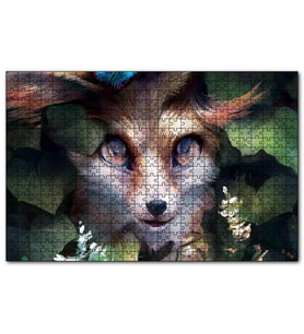 Cakapuzzle Gri Tilki Yağlı Boya Resmi  Puzzle Yapboz MDF (Ahşap) (120 Parça)