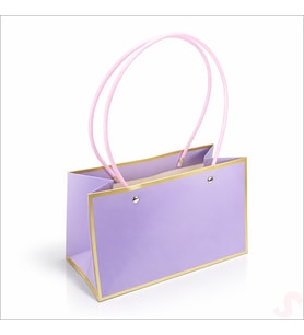 Altın Çerçeveli Karton Hediye Çantası  22×14×11 cm – Lila