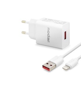 Lightning Hızlı Şarj Seti 12W 2.4A Usb Adaptörlü 1 M Pvc Kablolu Beyaz ND1001