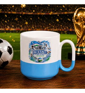 BK Gift Özbekistan Taraftar Temalı 2026 Dünya Kupası Tasarımlı Mavi Joyful Kupa Bardak