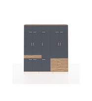 Arges Dolap 8 Raflı 4 Çekmeceli 3 Askılı 220x30x243 Çam-Antrasit/Çam