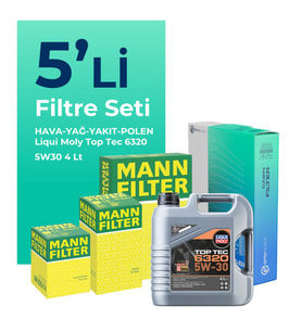MANN Peugeot 301 1.5 Dizel Filtre Bakım Seti Liqui Moly Motor Yağlı (2017-2024) 5 Li