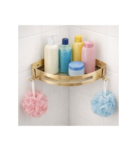 Banyo Köşe Rafı 304 Paslanmaz Çelik Şampuanlık 23x23 cm Mat Altın