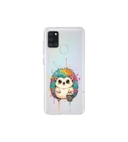 Samsung Galaxy A21S ile Uyumlu Splash Kirpi Tasarımlı Şeffaf Silikon Kılıf