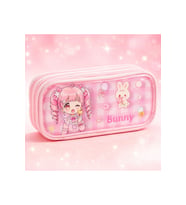Renkli 3 Bölmeli Büyük Kapasiteli Kawaii Anime Kalemlik, Çok Renkli Tasarım