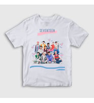 Presmono Unisex Çocuk Beyaz Band K Pop Seventeen T-Shirt 547922tt