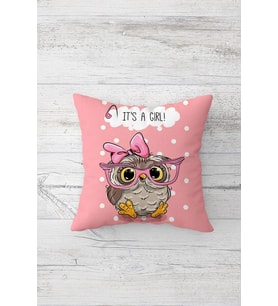 It's I Girl Çift Tarafı Baskılı Gizli Fermuarlı Yastık Kılıfı Kırlent Koltuk Yastık Kılıfı (Pembe-Beyaz)