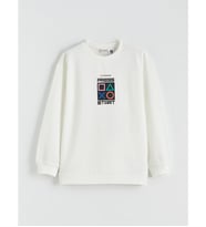 LCW Kids Ekru Playstation Baskılı Erkek Çocuk Kalın Sweatshirt