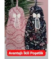 ENROSE Avantajlı İkili Poşetlik (Pembe Varak Desenli +Bahar Dalı)