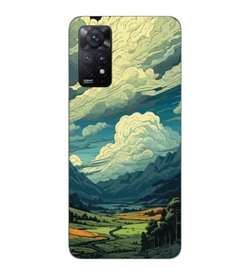 Redmi Note 12 Pro 4G Uyumlu Doğa ve Bulut Desenli Şeffaf Telefon Kılıfı