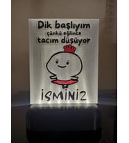 Kişiye Özel İsimli Hediyelik Kablolu Led Lamba - M6 - Eğilince Tacım Düşüyor (Beyaz)