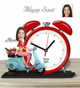 Kişiye Özel Ahşap Saat-Motorcu Kadın-1
