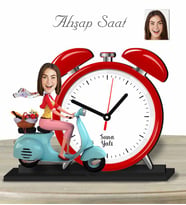 Kişiye Özel Ahşap Saat-Motorcu Kadın-1