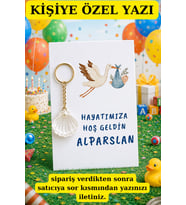 15 Adet Leylekli İstiridye Anahtarlık - Kişiye Özel Yazı - Çocuk Konsept Hediye - Mevlit Hediye