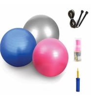 Plates Jimnastik Topu Egzersiz 65 cm Pilates Topu - Plates Bandı - Atlama İpi + Pompa Hediye (Karışık)