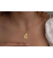 Kişiye Özel Sol Anahtarı Kelebek Tasarım Kolye 925K Gümüş (Gold)
