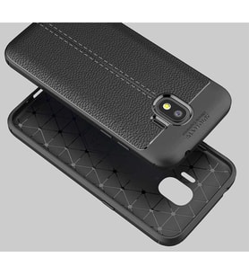 Samsung Galaxy J2 Pro 2018 Kılıf Deri Tarzı Niss Silikon Case (Siyah)