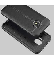 Samsung Galaxy J2 Pro 2018 Kılıf Deri Tarzı Niss Silikon Case (Siyah)