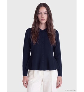 LCW Modest Lacivert Polo Yaka Kadın Triko Hırka