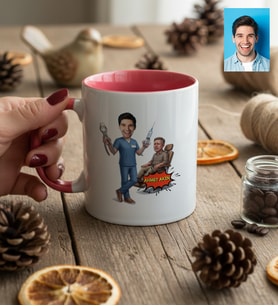 Kişiye Özel Karikatürlü Erkek Diş Hekimi Kupa Bardak Tıp Bayramı Hediyesi