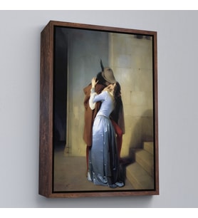 Çerçeveli Francesco Hayez Öpücük İsimli Eseri Duvar Tablosu (Beyaz)