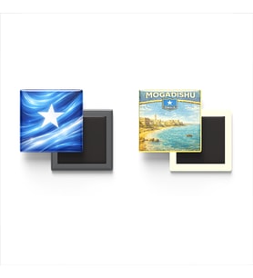 Buzdolap Magnetleri - Somali Bayrağı ve Mogadişu Retro Tema - 2'li Set Magneti