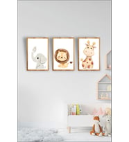 Çocuk Odası Safari Dekoratif Retro Mdf Tablo ( Çerçeve Görünümlü ) (Çok Renkli)