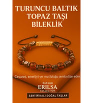 Sertifikalı Turuncu Baltık Topaz Doğal Taş Bileklik - 8x8 mm Cesaret Mutluluk ve Enerji Taşı (Çok Renkli)