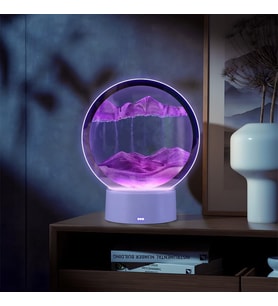 3D Led Işıklı Kum Saati Gece Lambası 7 inç Kum Sanatı Ev Ofis Dekorasyonu Mor (Turuncu)