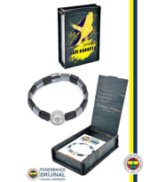 Fenerbahçe Orijinal Lisanslı Fb Logo Mat Onix Doğaltaş Bileklik Kanarya Baskılı Hediyelik (Siyah-Gri)